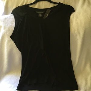 Cable & Gauge Black Sleeveless Jersey Top with Bow gathering